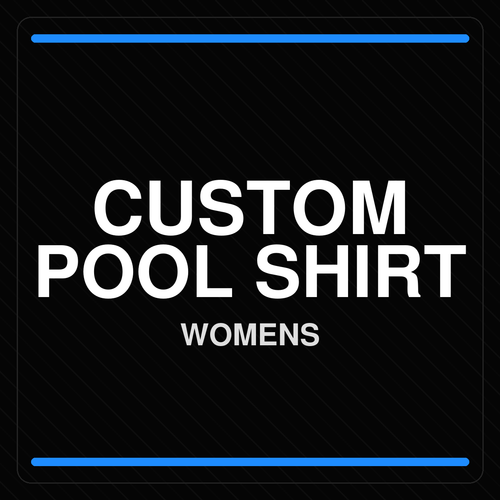Front view of the Custom Women's Pool Shirt, showcasing customizable collar options, logo placement areas, optional chest pocket, and a tailored feminine fit.