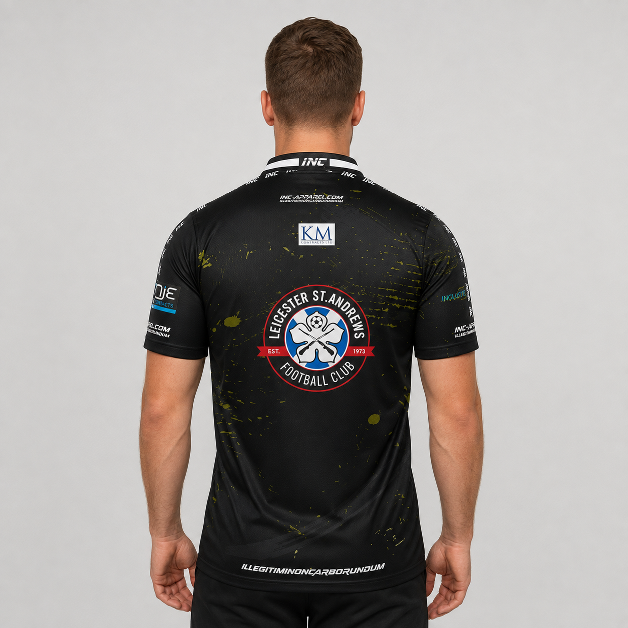 Back view of The Cue Club Men and Youth Leicester St Andrews Pool Shirt, highlighting the breathable back paneling and clean athletic shoulder cut.