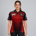 Front view of the Official Nottinghamshire Darts Academy Prodigy Women's Shirt, showcasing official academy branding, dynamic side paneling, and a tailored feminine silhouette.