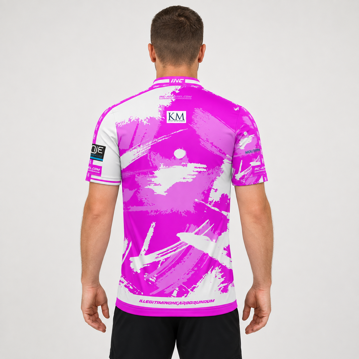 Back view of The Cue Club Men and Youth Pink Pony Club Pool Shirt, showcasing the breathable back paneling and clean athletic cut across the shoulders.