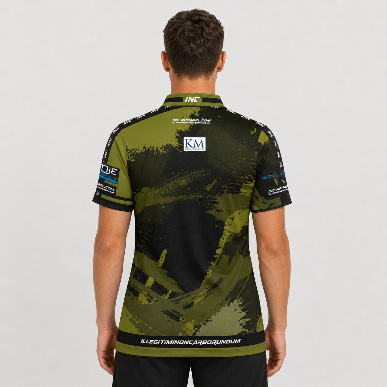 Back view of The Cue Club Men and Youth Rail Huggers Pool Shirt, highlighting the breathable back paneling and streamlined shoulder cut.