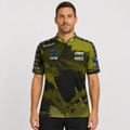 Front view of The Cue Club Men and Youth Rail Huggers Pool Shirt, featuring the distinctive Rail Huggers graphic, structured collar, and athletic fit.