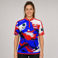 Front view of The Cue Club Women's Rugby Elite Pool Shirt, displaying the classic athletic rugby collar, tailored feminine silhouette, and sharp club branding.