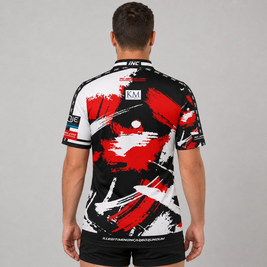 Back view of The Cue Club Men and Youth Rugby Rack N Roll Pool Shirt, highlighting the breathable back paneling and clean athletic cut built for unrestricted cueing movement.