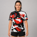 Front view of The Cue Club Women's Rugby Rack N Roll Pool Shirt, showcasing the classic athletic rugby collar, tailored feminine fit, and sharp Rack N Roll graphic emblem.