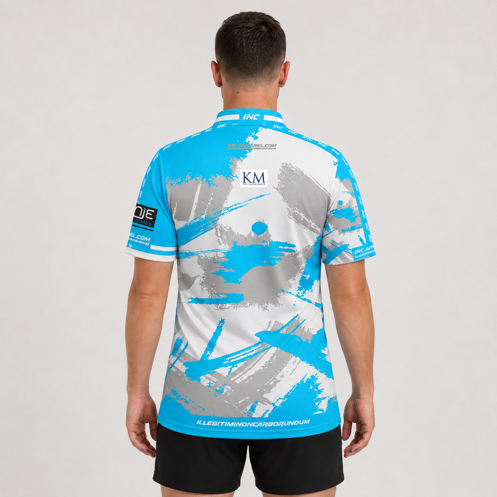 Back view of The Cue Club Men and Youth The 5 Stars Pool Shirt, highlighting the breathable rear paneling and athletic cut for smooth shoulder motion.