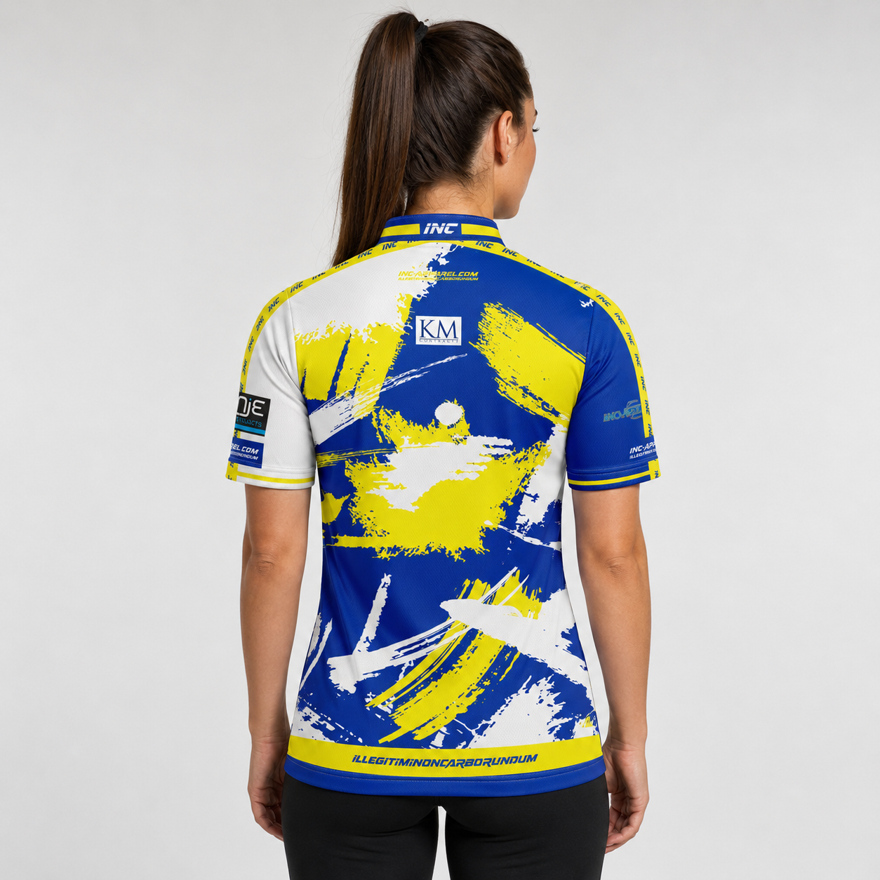 Back view of The Cue Club Women's The Nags Head Pool Shirt, highlighting the breathable contoured back paneling and streamlined shoulder cut.