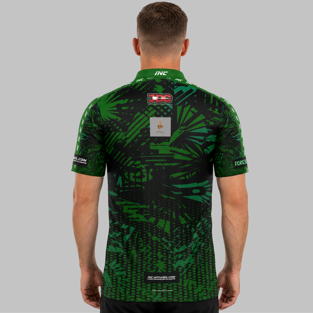 Back view of the Men and Youth Forest of Dean Junior Darts Academy Shirt, showcasing the clean fit and unrestricted shoulder construction.
