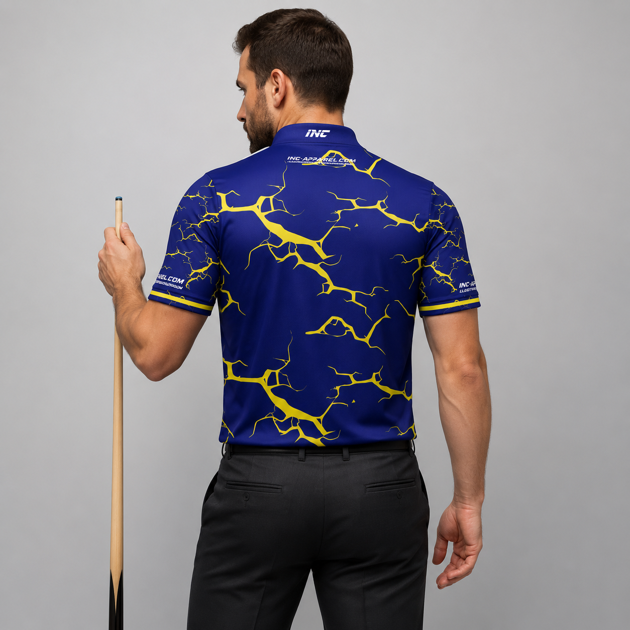 Back view of the Men and Youth Fulmen Blue and Yellow shirt, showing the clean continuation of the dynamic contrast pattern.