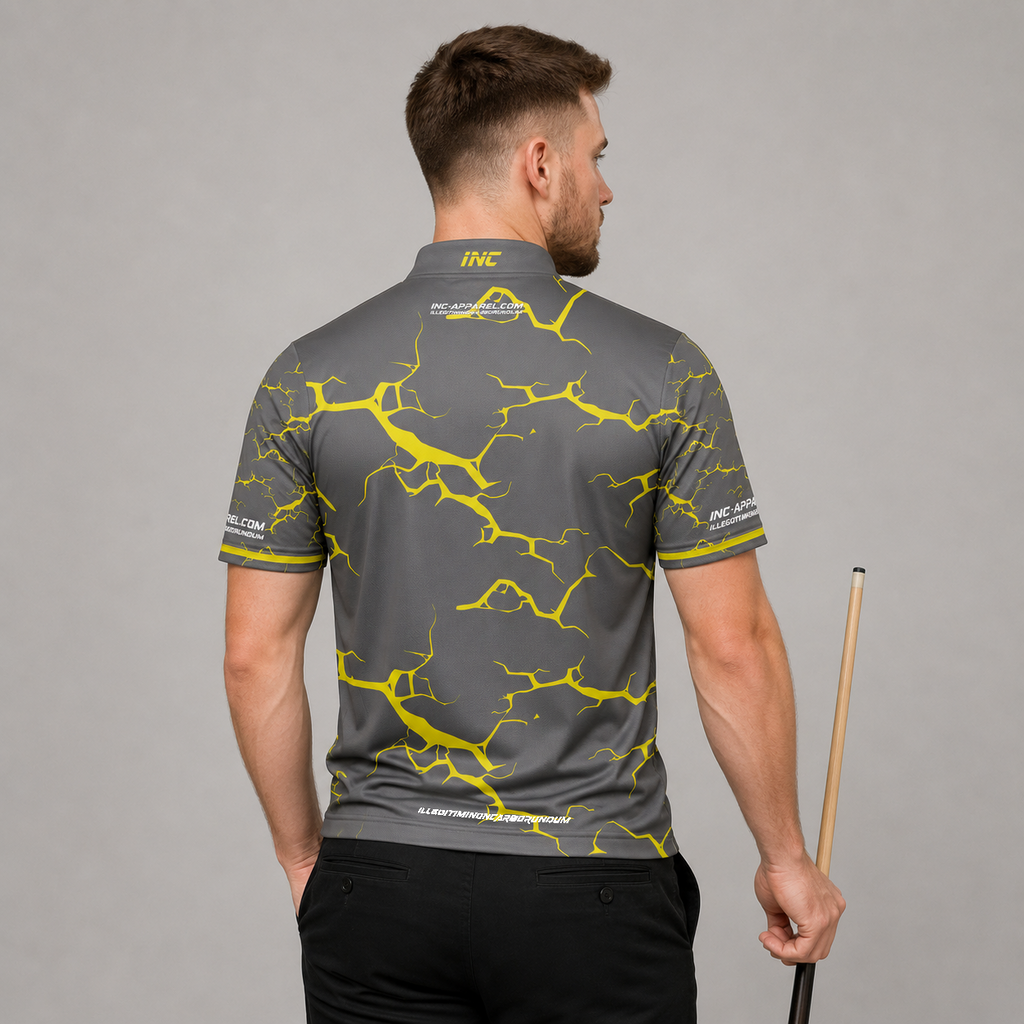 Back view of the Men and Youth Fulmen Grey and Yellow shirt, showing the clean continuation of the dynamic contrast pattern.