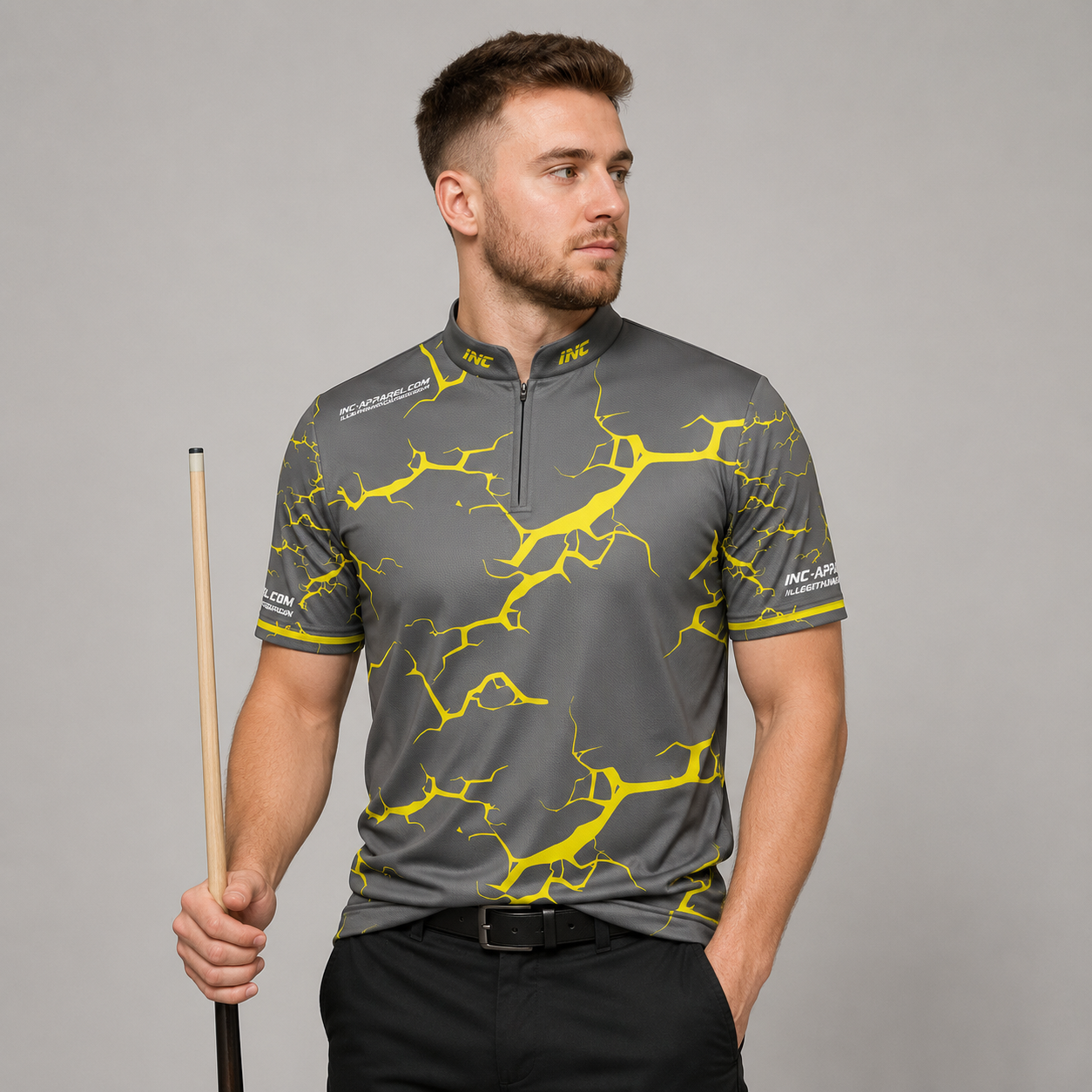 Front view of the Men and Youth Fulmen Grey and Yellow shirt, featuring a striking athletic team design.