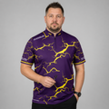 Front view of the Men and Youth Fulmen Purple and Yellow shirt, featuring a vibrant athletic team design.