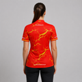 Back view of the Womens Fulmen Red and Yellow shirt, showing the clean continuation of the dynamic contrast pattern.
