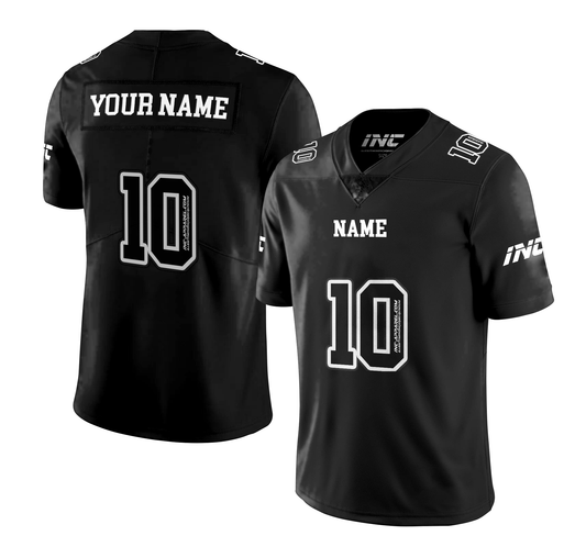 INC-APPAREL Imperium Black American Football Shirt with personalised name and number options for supporters and leisurewear.