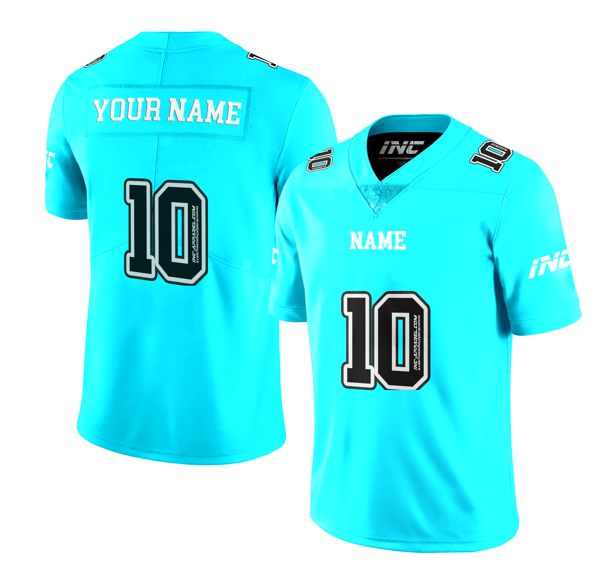 INC-APPAREL Imperium Sky Blue American Football Shirt with personalised name and number options for supporters and leisurewear.