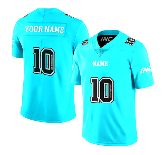 INC-APPAREL Imperium Sky Blue American Football Shirt with personalised name and number options for supporters and leisurewear.