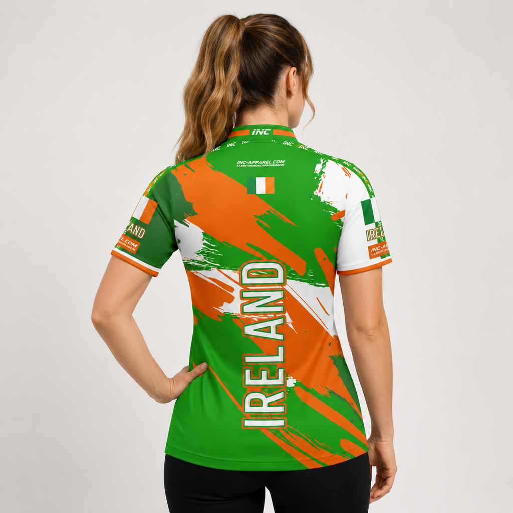 Back view of the Womens Ireland custom darts and pool shirt, showing the clean layout ready for custom name and number personalization.