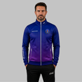 Front view of the unisex JDC Perthshire Darts Academy Tournament Jacket, highlighting the sleek full-zip design, athletic collar, and prominent official academy crest.