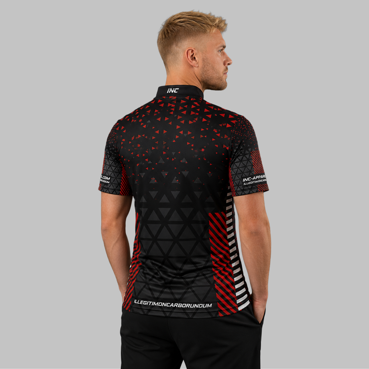 Back view of the Men and Youth Magnus red and black darts and pool shirt, showing the clean continuation of the premium graphic pattern across the back.