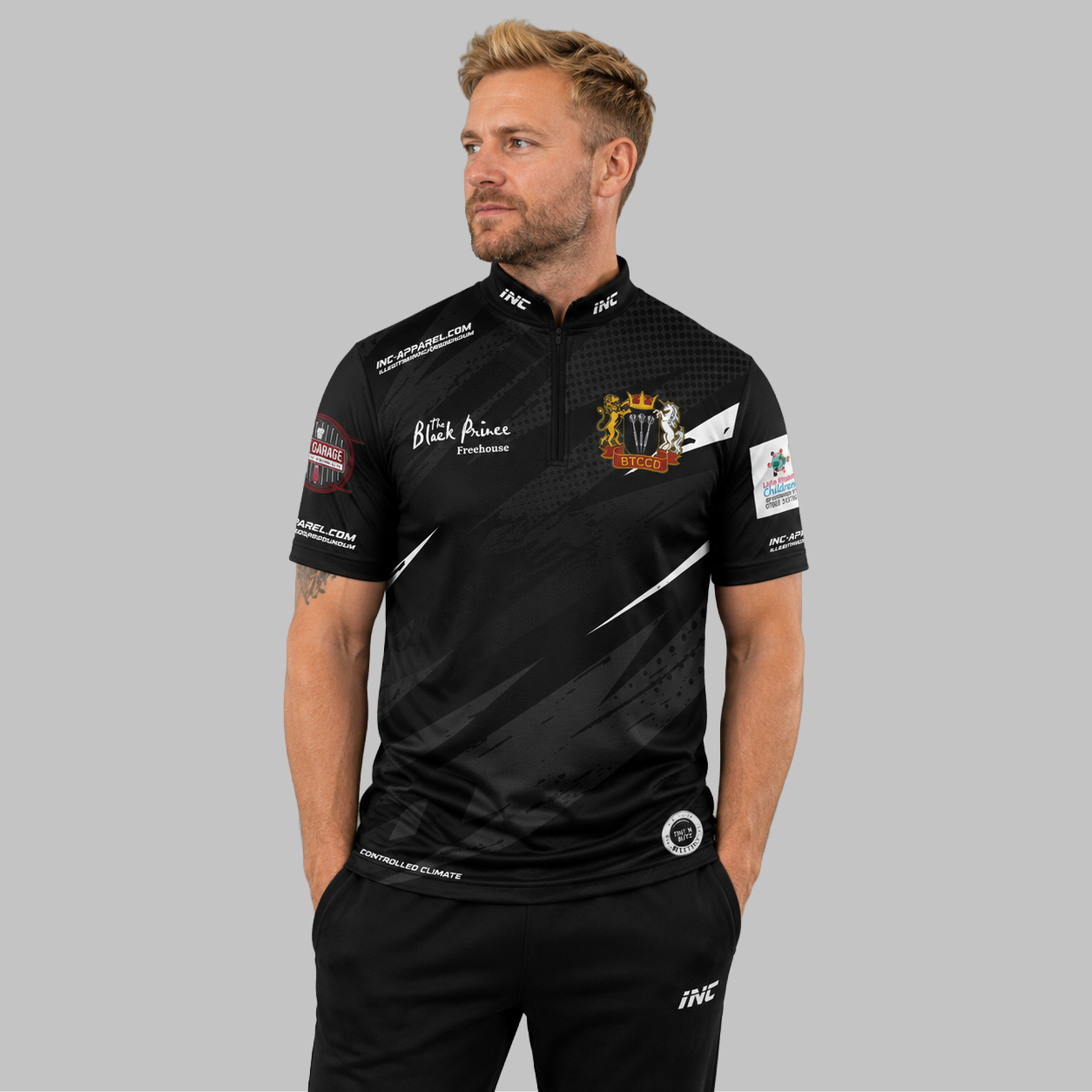 Front view of the Men and Youth Official Blackwood Town Cricket Club Darts Shirt, showcasing the professional athletic design and prominent club branding.
