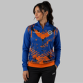 Front view of the unisex Official Boundary Park Youth Darts Academy Quarter Zip Midlayer, highlighting the athletic pullover design, stand-up collar, and official branding.