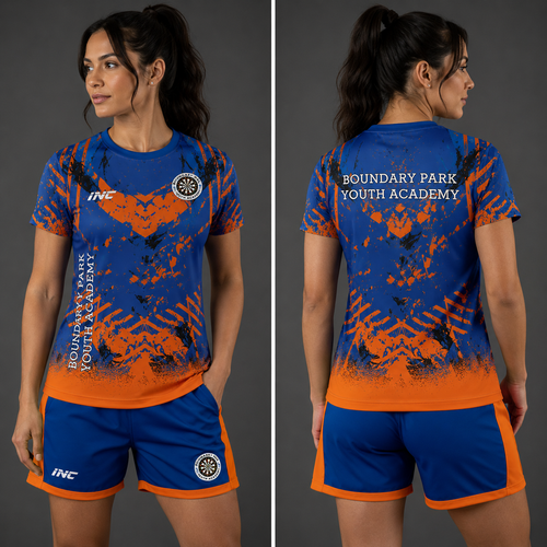Front view of the unisex Official Boundary Park Youth Darts Academy shorts, showcasing the lightweight athletic construction and clear team logo.