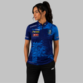 Front view of the Women's Official Central Darts League Academy shirt, showing the custom-contoured athletic fit and prominent academy branding.