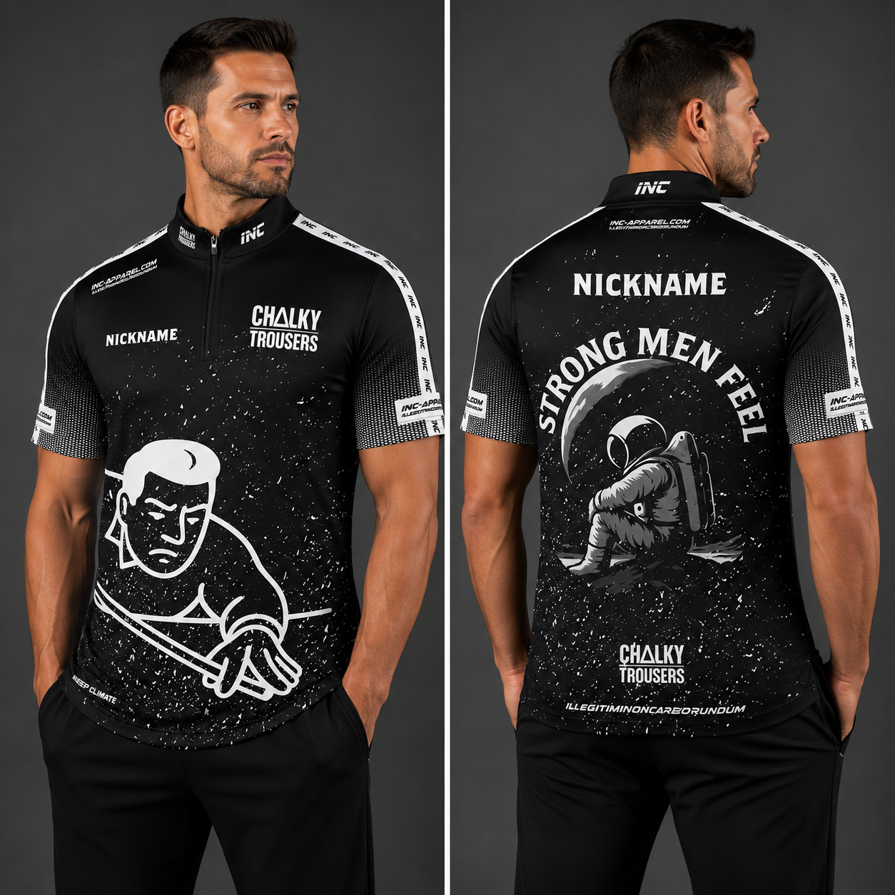 Front view of the Men and Youth Official Chalky Trousers Pool shirt, showcasing the sleek athletic design, comfortable collar, and prominent team branding.