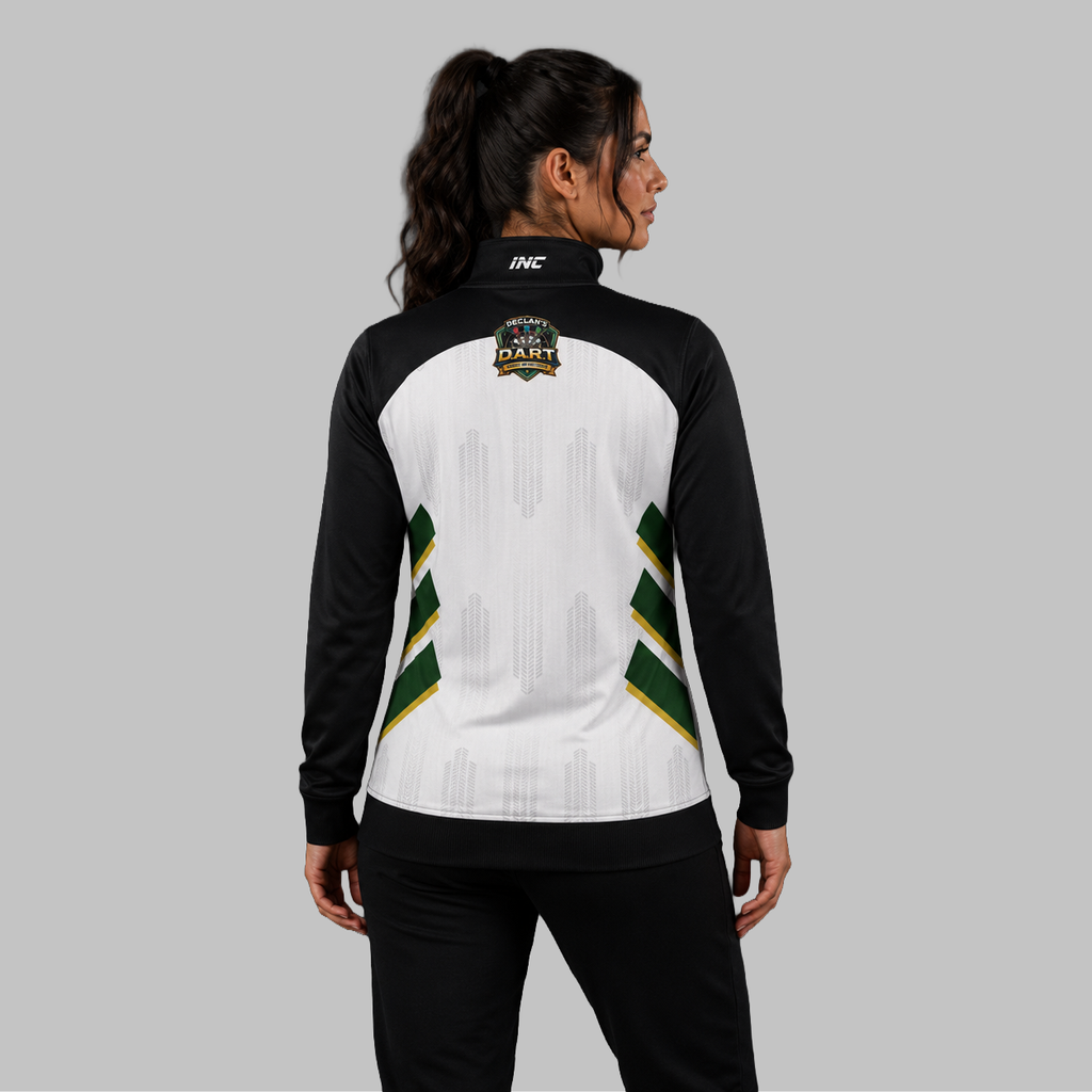 Back view of the unisex Official DART Academy Quarter Zip Midlayer, showing the clean athletic silhouette and flexible shoulder construction.