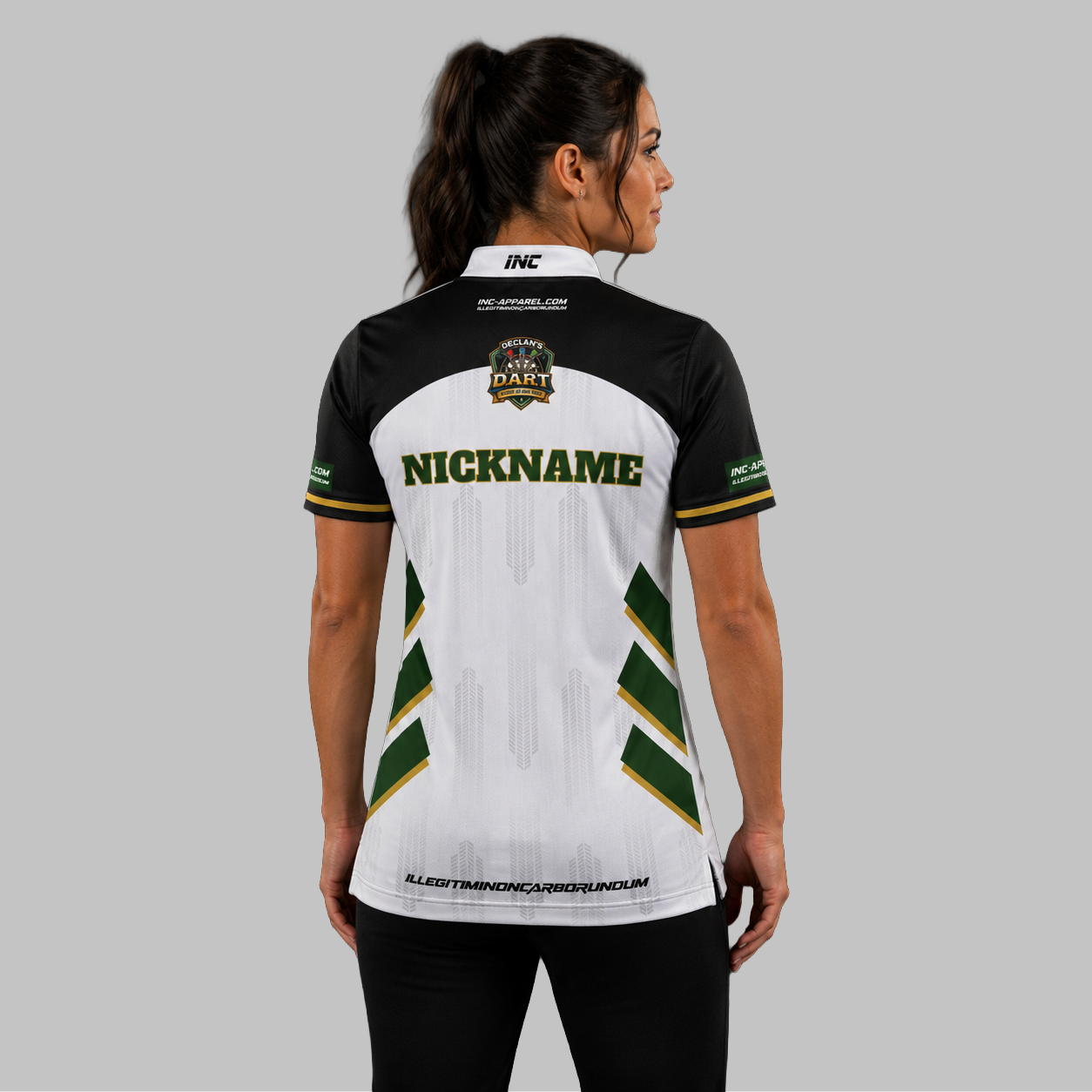 Back view of the Women's Official DART Academy shirt, showcasing the seamless flow of the sublimated team design across the shoulders.