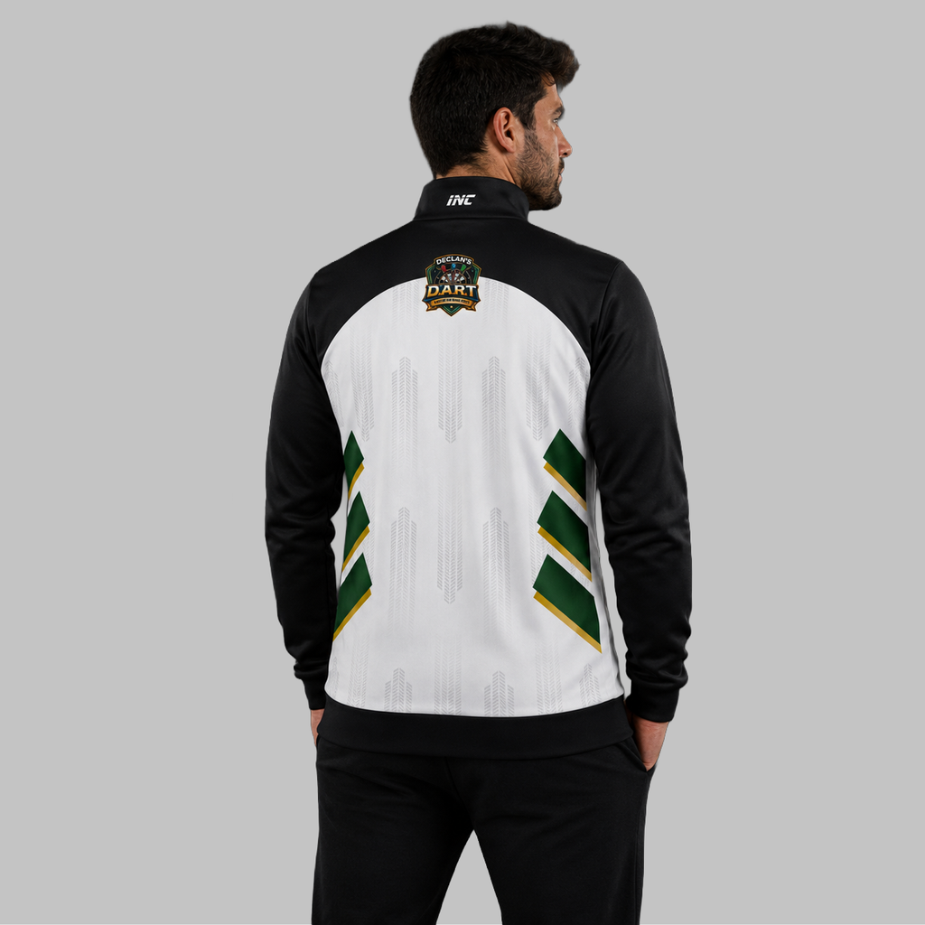 Back view of the unisex Official DART Academy Tournament Jacket, showing the clean athletic panels and comfortable outer-shell design across the shoulders.