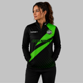 Front view of the unisex Official Darts Academy North East Quarter Zip Midlayer, highlighting the athletic team styling, stand-up collar, and official academy crest.