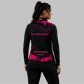 Back view of the unisex Official Deaf Darts Organisation Pink Quarter Zip Midlayer, showing the clean athletic silhouette and flexible shoulder construction.