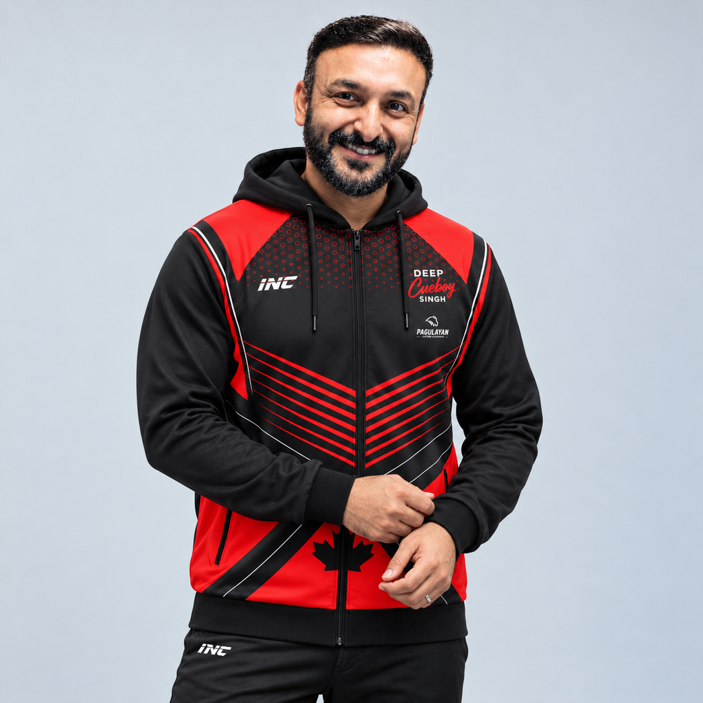 Front view of the Official Deep Singh Hoodie, showcasing the 2026 collection design, spacious kangaroo pocket, and structured lined hood.