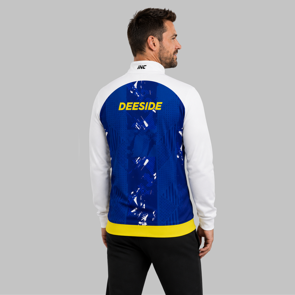 Back view of the unisex Official Deeside Junior Darts Academy Tournament Jacket, showing the clean athletic panels and comfortable outer-shell design across the shoulders.