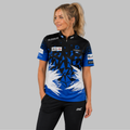 Front view of the Women's Official Dundee Darts Academy Darts Shirt, showing the custom-contoured athletic fit and prominent academy branding.