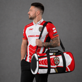 Side view of the Official England Inclusio darts team kit bag, showing the spacious duffle shape, durable zippers, and vibrant patriotic graphics.