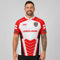 Front view of the Men and Youth Official England Inclusio darts team shirt, showcasing the patriotic national jersey design with its sublimated team graphics.
