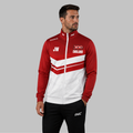Front view of the unisex Official England JDC Darts Tournament Jacket, highlighting the sleek full-zip design, athletic collar, and prominent England national team branding.