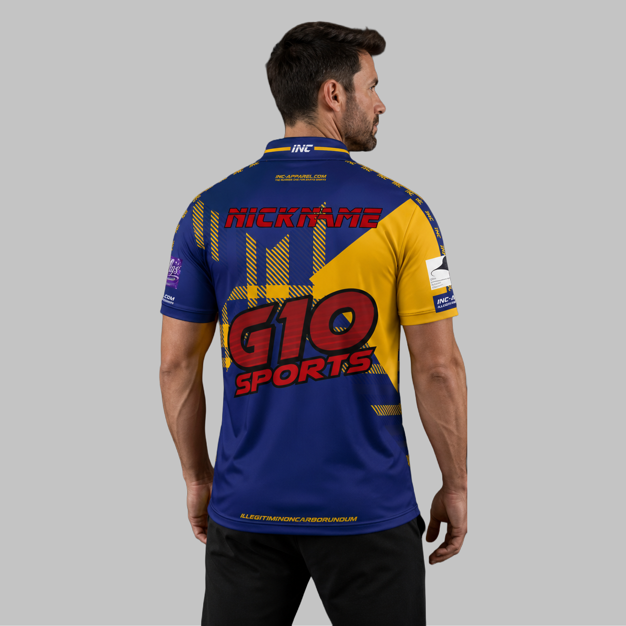Back view of the Men and Youth Official Hawick Darts Academy Shirt, showcasing the clean fit and unrestricted shoulder construction.