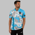 Front view of the Men and Youth Official Jordan's Darts Academy Shirt, showing the vibrant academy colors, professional athletic collar, and official crest.
