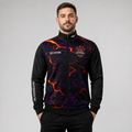 Front view of the unisex Official MG Darts Academy Tournament Jacket, highlighting the sleek full-zip design, athletic collar, and prominent official academy crest.