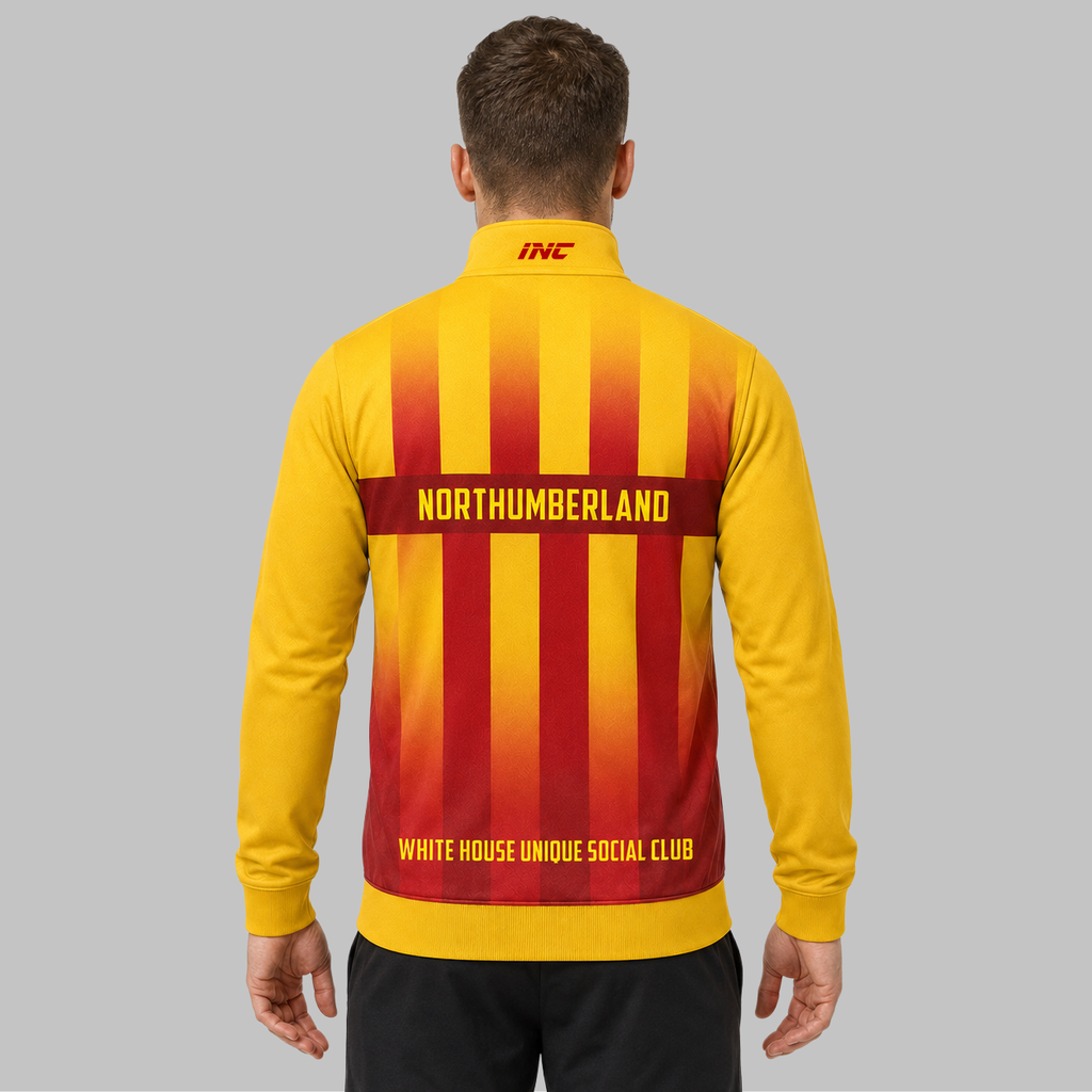 Back view of the unisex Official Northumberland County Darts Tournament Jacket, showcasing the clean, professional athletic cut and regional team accents.
