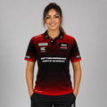 Front view of the Women's Official Nottinghamshire Darts Academy Shirt, showing the custom-contoured athletic fit and official academy crest on the chest.