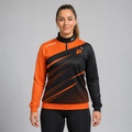 Front view of the unisex Official Prime Sports Darts Academy Quarter Zip Midlayer, highlighting the athletic pullover design, stand-up collar, and official branding.