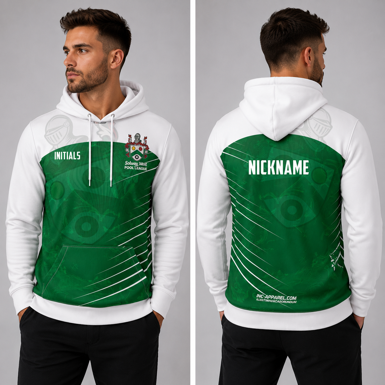 Front view of the unisex Official Solway West Pool League Hoodie, highlighting the cozy fleece design and bold official league branding across the chest.