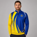 Front view of the unisex Official South Lincs Darts Academy Quarter Zip Midlayer, highlighting the athletic pullover design, stand-up collar, and official branding.