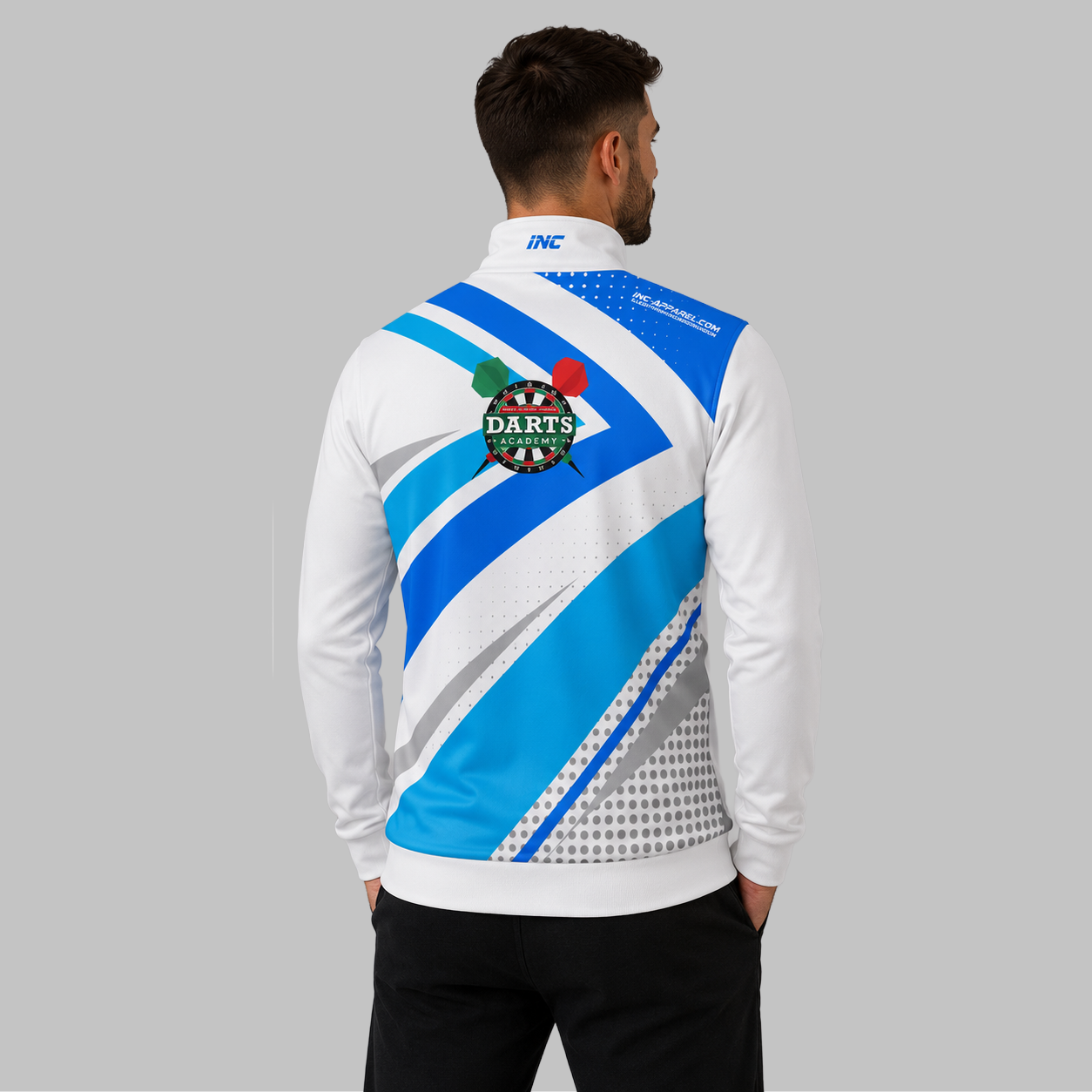 Back view of the Official West Belfast Junior Academy Tournament Jacket in Blue, showing the clean team color panels and comfortable outer-shell design across the shoulders.