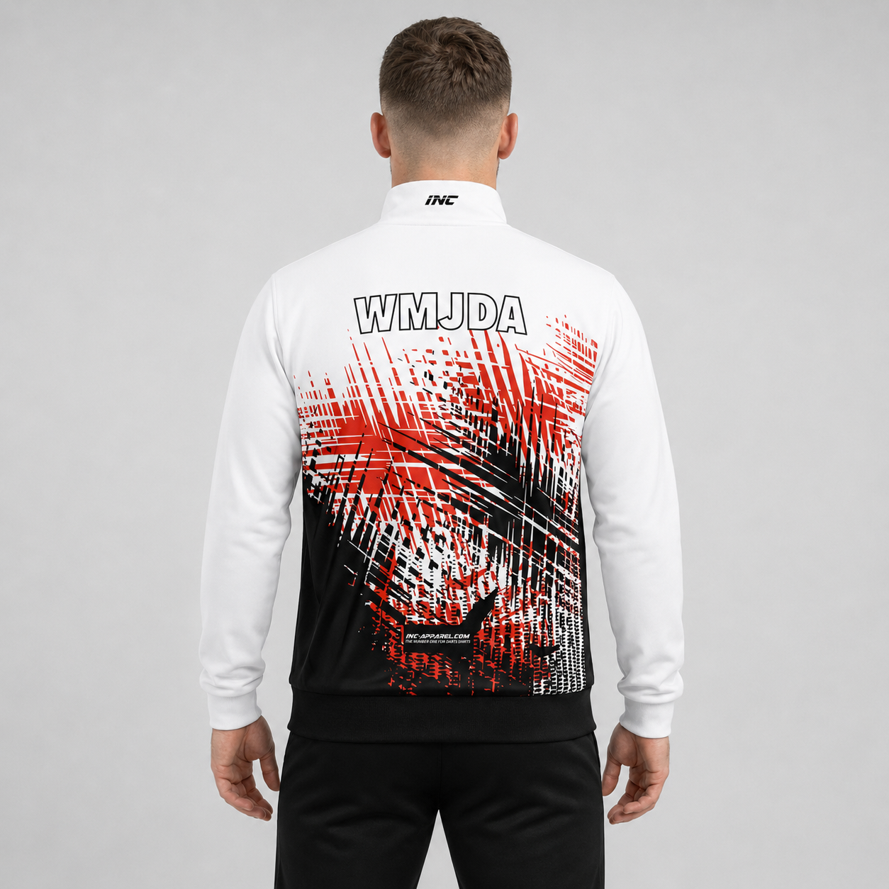 Back view of the unisex Official West Midlands Junior Darts Academy Tournament Jacket, showing the clean team color panels and comfortable outer-shell design across the shoulders.
