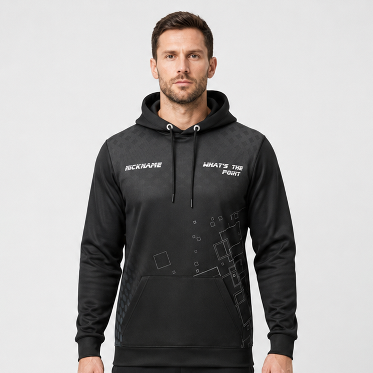 Front view of the unisex Official What's The Point Hoodie, highlighting the cozy fleece design and bold official branding across the chest.